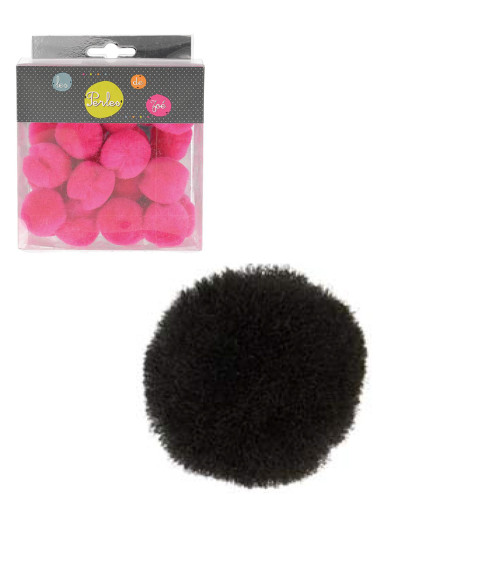 Set de 25 pompones pequeños 3cm Negro