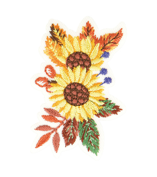 Herbstlicher Sonnenblumen-Aufnäher zum Aufbügeln, 5 cm x 3 cm