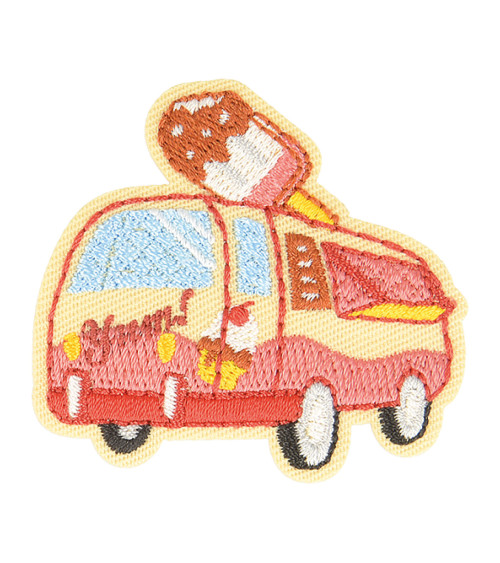 Ice cream food truck iron-on patch 4cm x 4.5cm