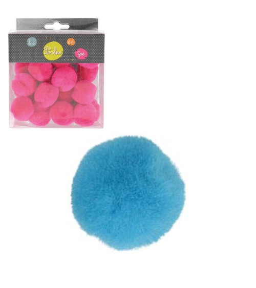 Set di 25 piccoli pompon 3 cm Turchese