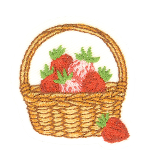 Iron-on patch farm basket of strawberries 4.5cm x 4cm