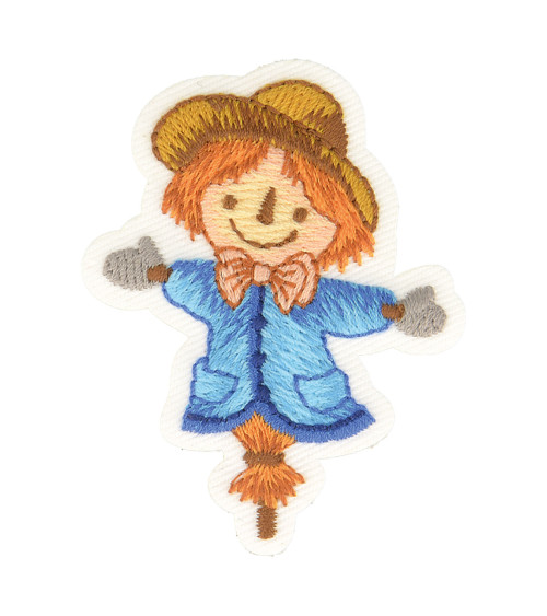 Iron-on scarecrow farm badge 6.5cm x 4.5cm