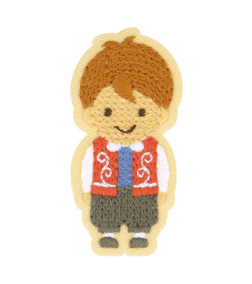 Nordic garden little boy iron-on badge 6cm x 3cm