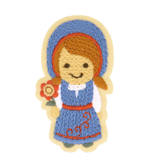 Nordic garden little girl iron-on badge 5.5cm x 3.5cm