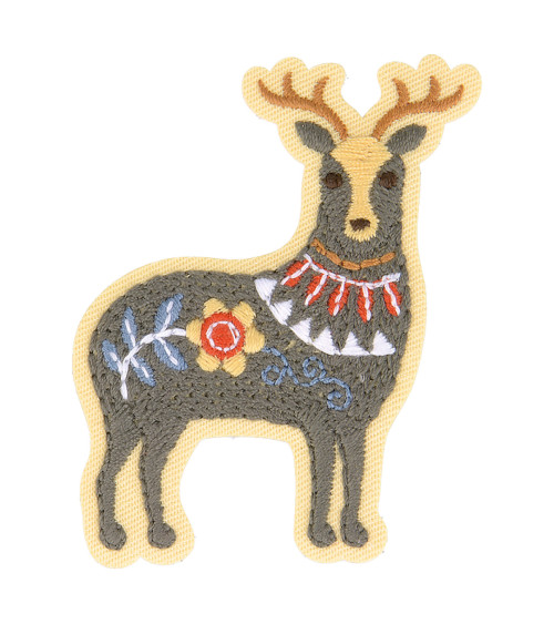 Nordic garden deer iron-on badge 6.5cm x 4.5cm