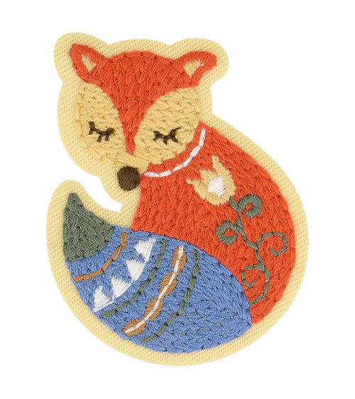 Nordic garden fox iron-on badge 5cm x 4cm