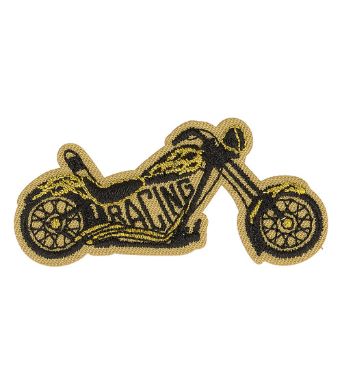 Iron-on motorcycle racing badge 6.5cm x 3cm