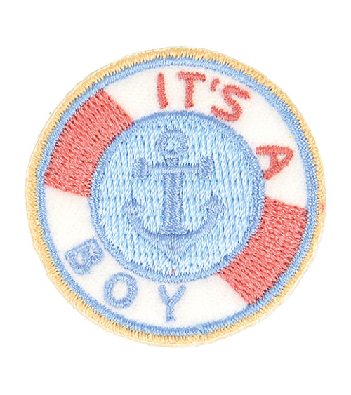 Baby it's a boy iron-on badge 4cm x 3.5cm