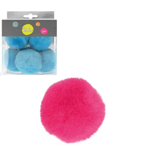 Set di 5 pompon piccoli 5 cm Fucsia