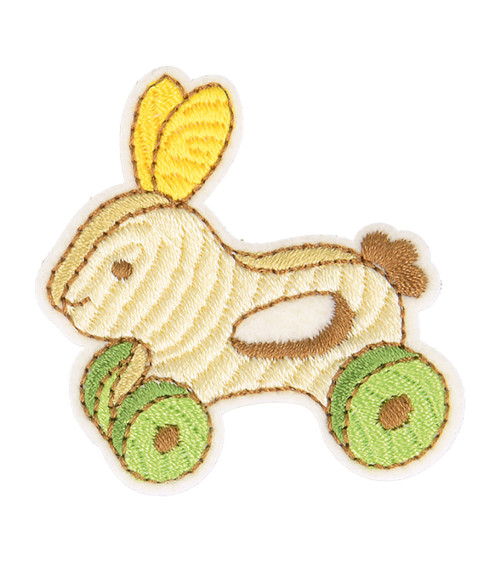 Iron-on patch wooden toy rabbit 4cm x 4cm