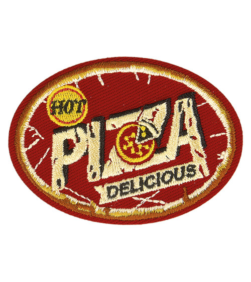 Retro-Pizza-Sport-Aufnäher zum Aufbügeln, 6,5 cm x 5 cm