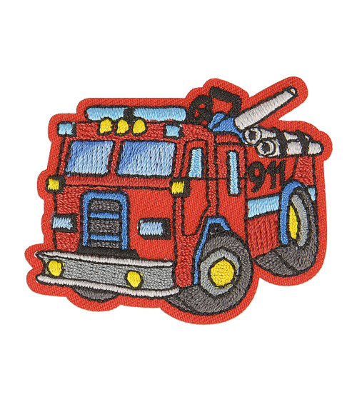 Fire engine iron-on patch 5cm x 3.5cm