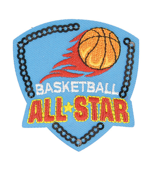 Basketball sports badge iron-on patch 5.5cm x 5cm