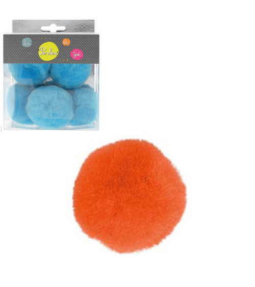 Set of 5 small pom poms 5cm Orange