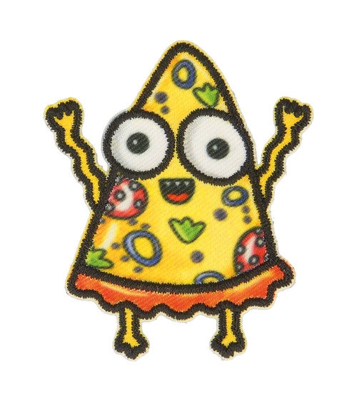 Fun pizza iron-on badge 5cm x 4cm