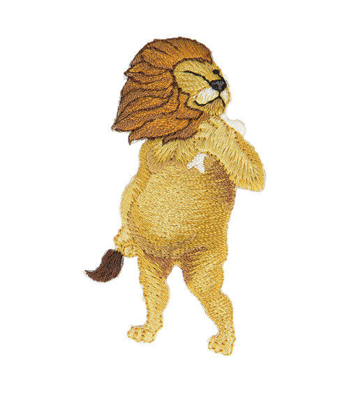 Set of 3 iron-on animal lion statue badges 6cm x 3cm