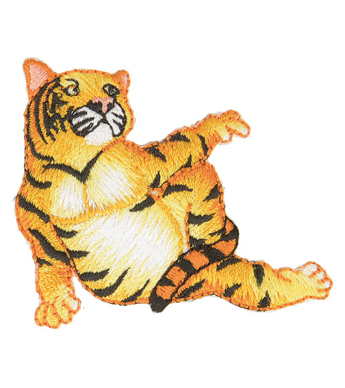 Set of 3 iron-on animal badges tiger statue 5cm x 4cm