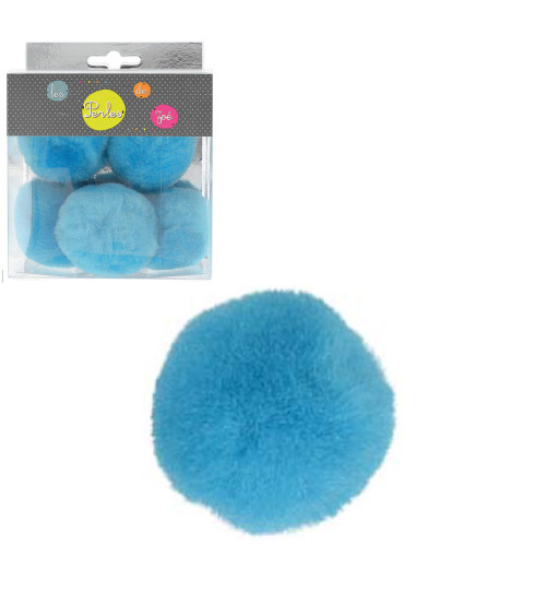 Set of 5 small pom poms 5cm Turquoise