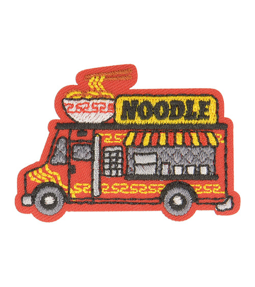 Set of 3 iron-on food truck noodles badges 4.5cm x 3.5cm