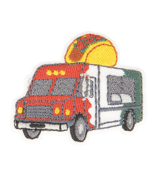 Set of 3 iron-on food truck tacos badges 4.5cm x 3.5cm