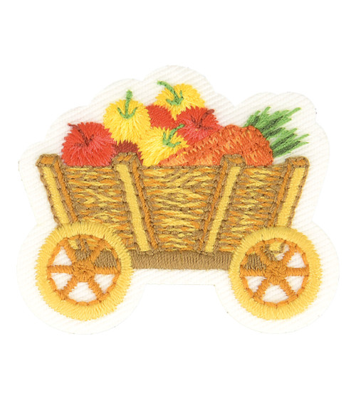 Set of 3 iron-on badges wheelbarrow farm 4.5cm x 4cm