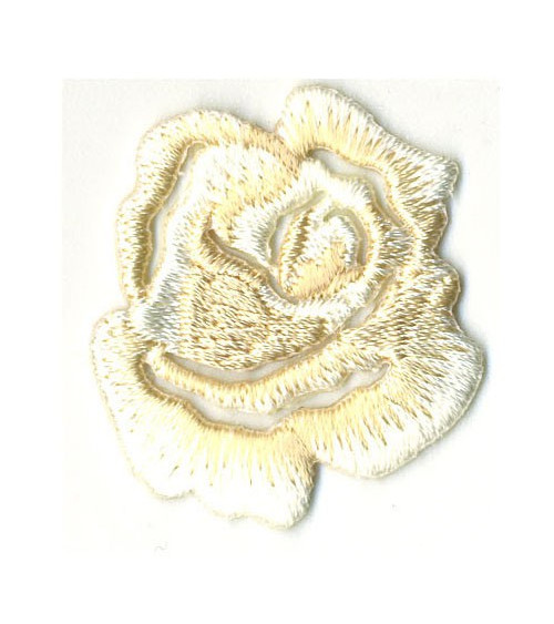 Small ecru rose iron-on badge