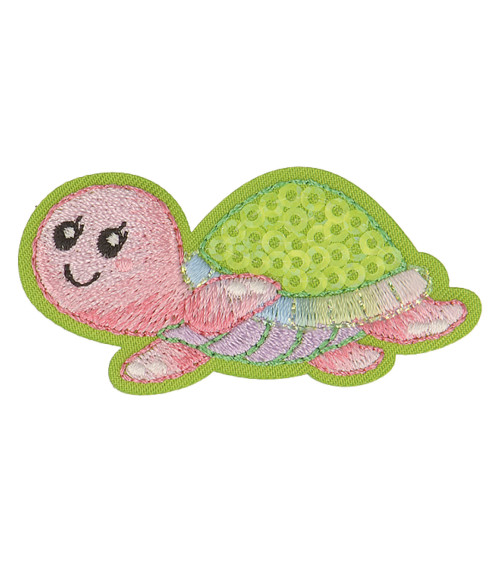 Set of 3 iron-on aquatic turtle badges 5.5cm x 4.5cm