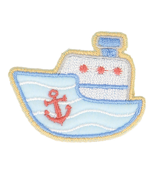 Set of 3 iron-on baby ship badges 7cm x 3.5cm