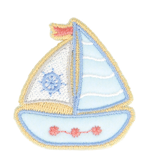 Set of 3 iron-on baby badges small boat 4cm x 3.5cm