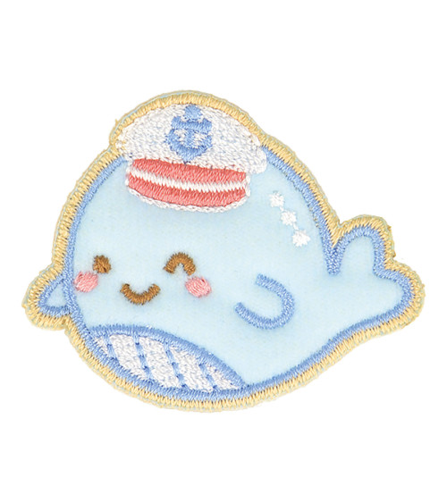 Set of 3 baby whale iron-on patches 4.5cm x 4cm