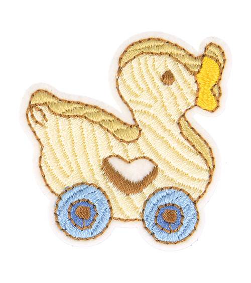 Set of 3 iron-on patches wooden toy duck 3.5cm x 3cm