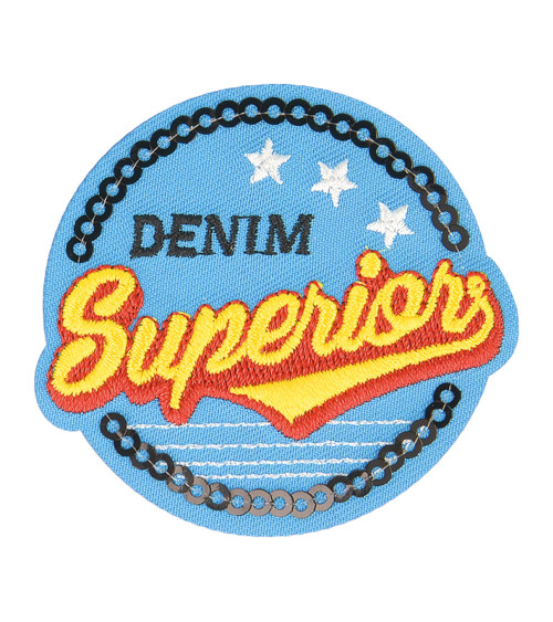 Set di 3 toppe termoadesive per stemmi sportivi in denim superiori 5 cm x 5 cm