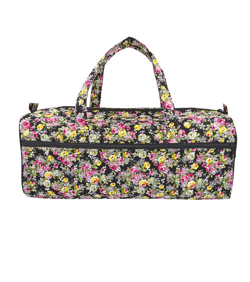 Bolsa de punto flores bordadas fondo negro 44x17x14cm