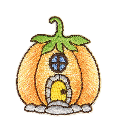 Pumpkin fairy iron-on badge 3x2.5cm