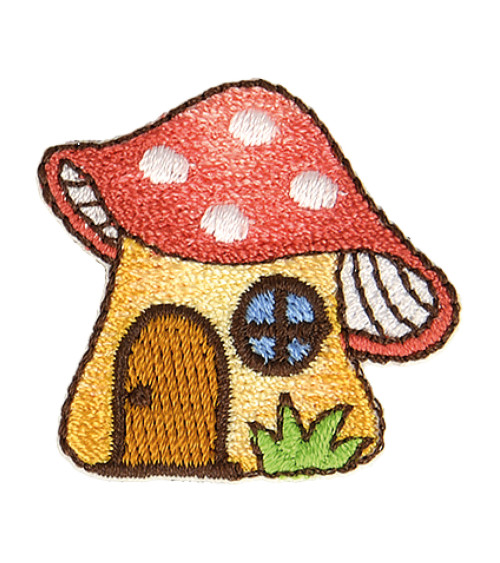 Mushroom fairy iron-on badge 3x3cm