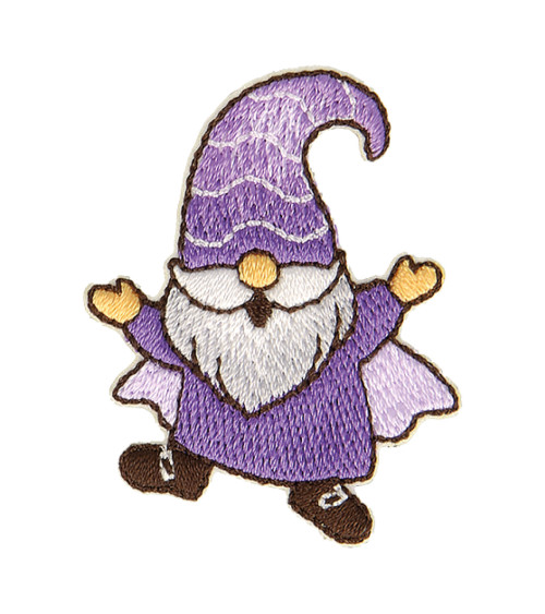 Purple dwarf fairy iron-on badge 4.5x3cm