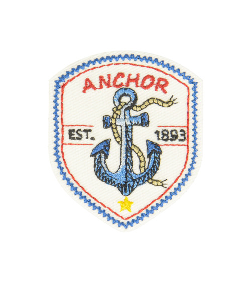 Nautical iron-on badge marine anchor 5.5x4.5cm