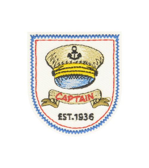 Captain nautical iron-on badge 5.5x5cm