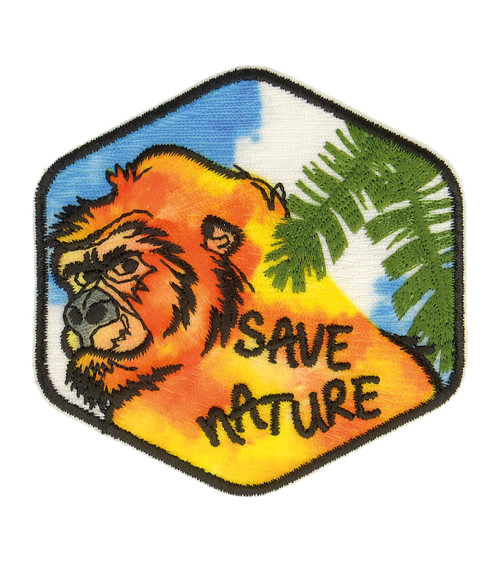 Bügelflicken Save Nature Gorilla 5,5x5,5cm