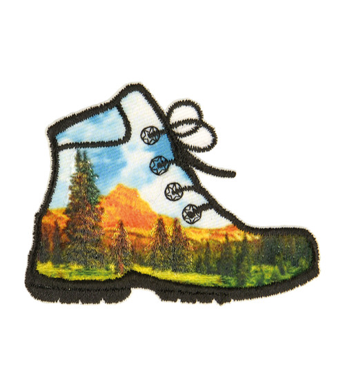 Iron-on hiking shoe badge 5.5x4cm