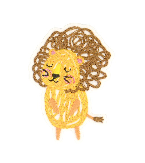 Iron-on animal badge drawn lion 5.5x4cm