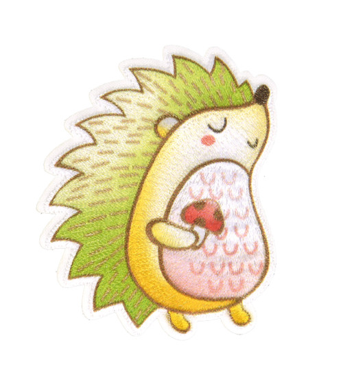 Cute hedgehog animal iron-on badge 5x4cm