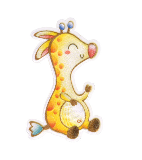 Cute giraffe animal iron-on badge 6x4cm