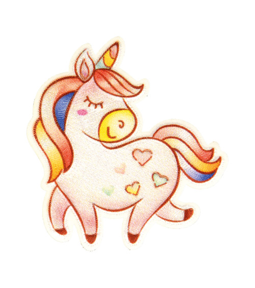 Cute unicorn animal iron-on badge 6x5cm