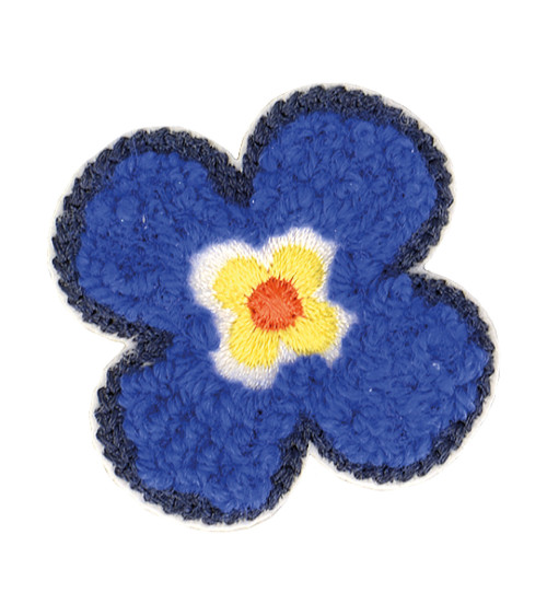 Blue flower iron-on badge 4x4cm