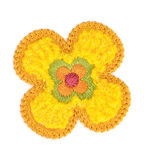 Orange flower iron-on badge 4x4cm