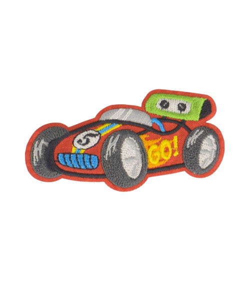 Racing car iron-on badge go! 6x3cm