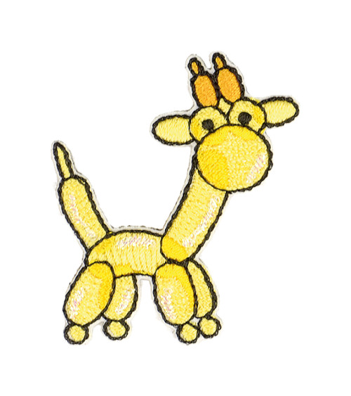 Set of 3 iron-on animal balloon giraffe badges 4x3.5cm