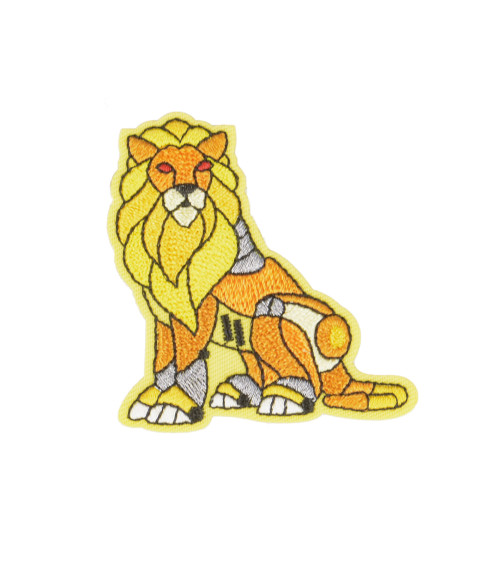 Set of 3 iron-on animal robot lion badges 5.5x5cm