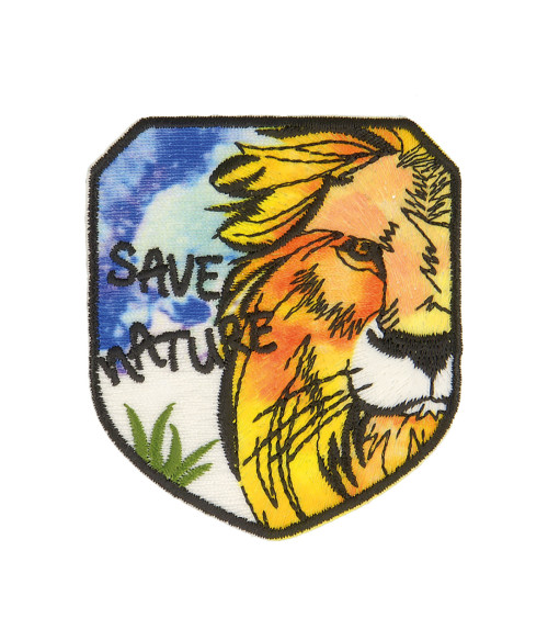 Set of 3 iron-on patches save nature lion 5.5x5cm